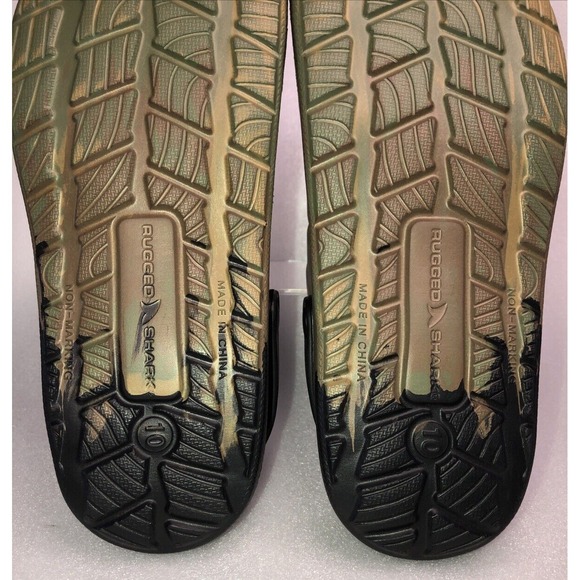 Rugged Shark Men's Green Camo w Black Strap Comfort EVA Clog Sandals Size 10 NEW - Picture 15 of 16